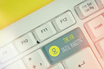 Text sign showing Time For Digital Marketing. Business photo showcasing advantage on technology...