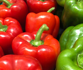 Bell Peppers, red and green from the market. 