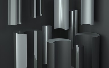 Abstract image of cylindrical parts 3D image.