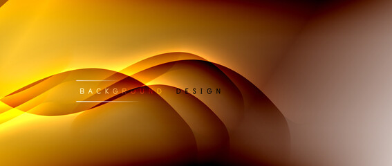 Fluid gradient waves with shadow lines and glowing light effect, modern flowing motion abstract background for cover, placards, poster, banner or flyer