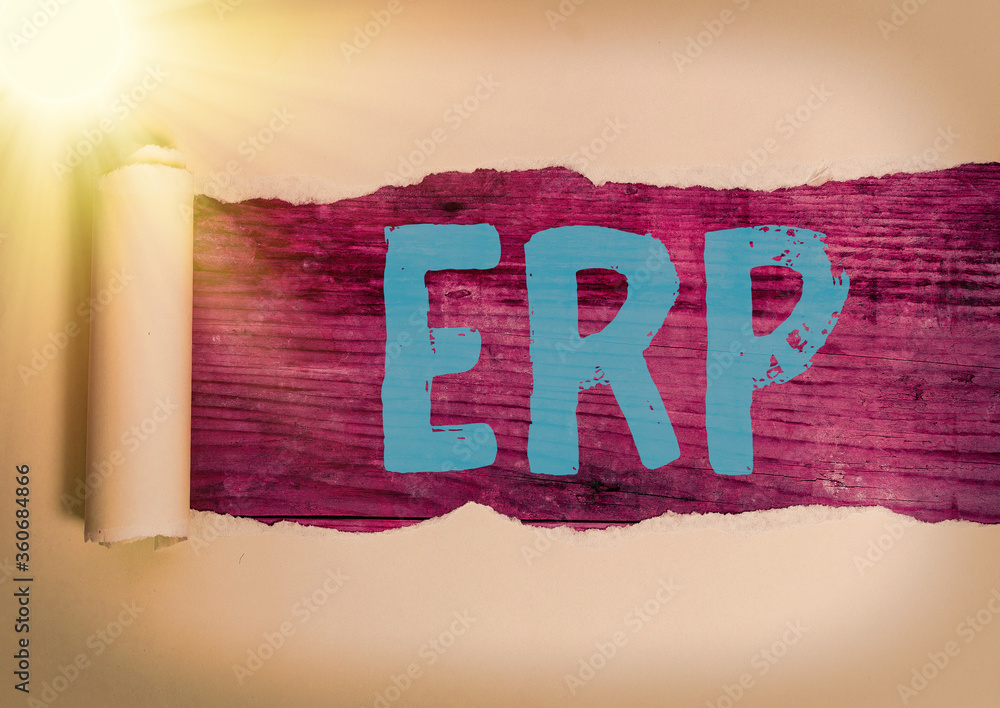 Poster handwriting text writing erp. conceptual photo enterprise resource planning centralized database for