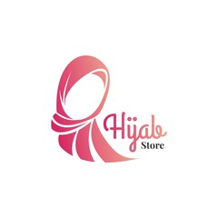 HIjab logo template. Flat style vector logo for muslim woman wear fashion store. Muslim girl veil shop logo design.