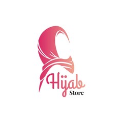 HIjab logo template. Flat style vector logo for muslim woman wear fashion store. Muslim girl veil shop logo design.