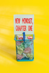 Conceptual hand writing showing New Mindset, Chapter One. Concept meaning change on attitudes and...