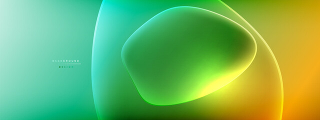 Vector abstract background - liquid bubble shapes on fluid gradient with shadows and light effects. Shiny design template for text