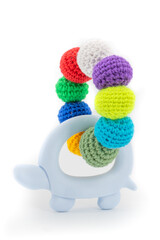 toy with knitted colored balls