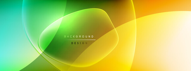 Vector abstract background - liquid bubble shapes on fluid gradient with shadows and light effects. Shiny design template for text