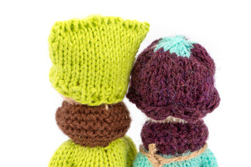 knitted couple of soft toy teddy