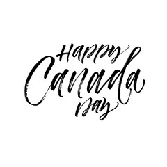 Fototapeta na wymiar Happy Canada Day card. Hand drawn brush style modern calligraphy. Vector illustration of handwritten lettering. 