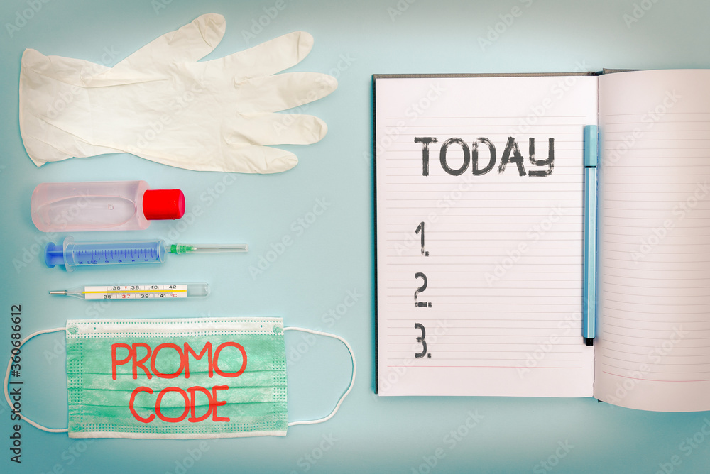 Poster handwriting text writing promo code. conceptual photo letters or numbers that allows getting a disco