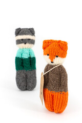knitted couple of soft toy teddy