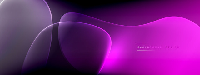 Vector abstract background - liquid bubble shapes on fluid gradient with shadows and light effects. Shiny design template for text