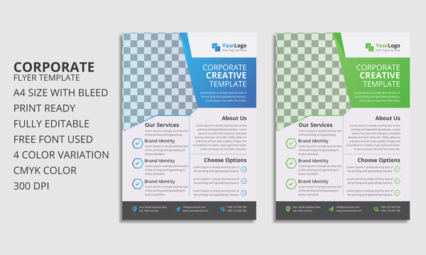 Modern Blue And Green Color Corporate Flyer Design Template