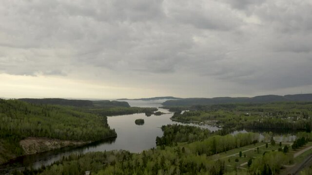 Nipigon River At Sunrise Overlooking Bay