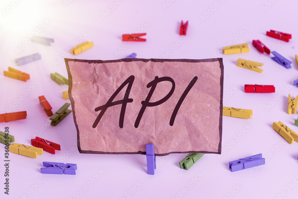 Poster word writing text api. business photo showcasing set of routines, protocols, and tools for building 