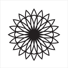 Black mandala icon for design on white, stock vector illustration