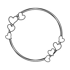 Love heart border frame icon. Loving hearts, red like and lovely romance outline symbol. Valentine lovely passion hearted emotional drawn or valentines day loving postcards vector isolated icon