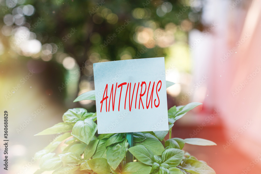 Poster writing note showing antivirus. business concept for suitable for the detection and removal of compu