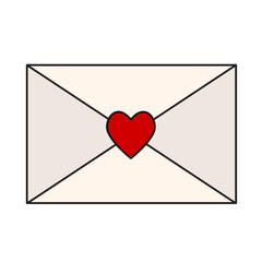 Love letter mail with red heart stamp on white for design, stock vector illustration
