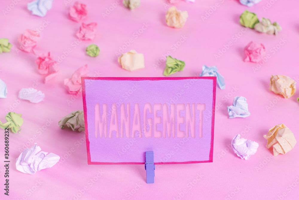 Aufkleber writing note showing management. business concept for the authoritative act of directing or controll
