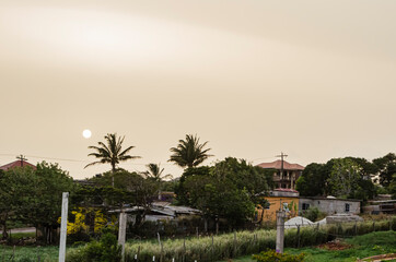 Sky Covered With Sahara Dust Hanging Over Land