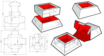 Pyramid Box (Internal measurement 4.8 x 4.8 + 1.9 cm) and Die-cut Pattern