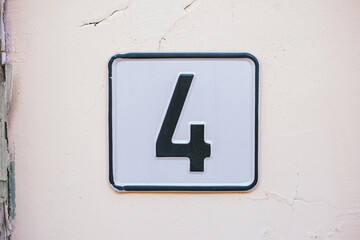 number four on a wall