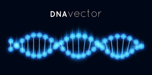 Vector Polygonal DNA structure molecule helix, spiral on blure background. Medical science, chemistry biology, genetic biotechnology. Corona virus