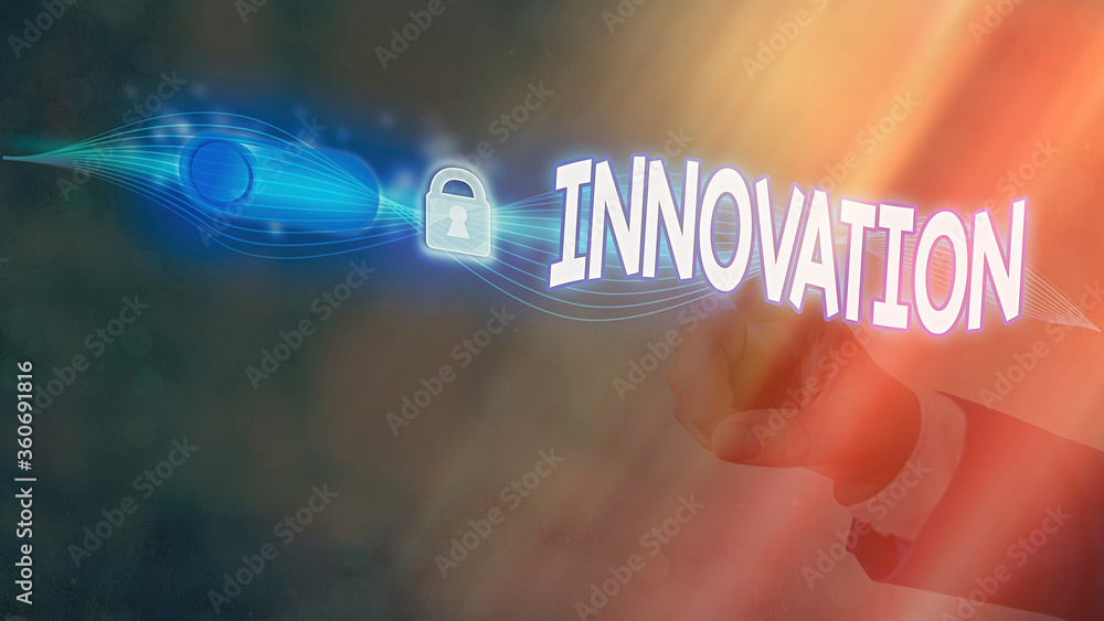 Poster text sign showing innovation. business photo showcasing new idea creative ideas fresh imaginations i