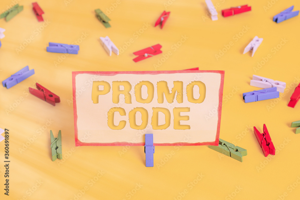 Poster conceptual hand writing showing promo code. concept meaning letters or numbers that allows getting a
