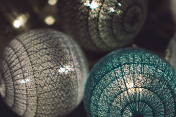 christmas tree decorations in close up