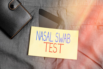 Word writing text Nasal Swab Test. Business photo showcasing diagnosing an upper respiratory tract...
