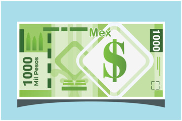 1000 Mexican Peso Banknotes Paper Money Vector Icon Logo Illustration and Design. Mexico Business, Payment and Finance Element. EPS 10 Vector illustration. Can be Used for Web, Mobile, Print