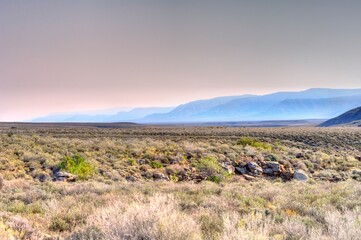 LAST LIGHT view over the Tankwa from the flanks of Elandsberg in Tankwa Karoo National Park, northern Cape, South Africa 