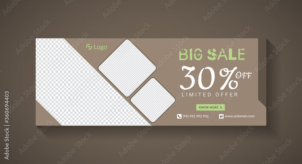 Wall mural big sale facebook cover page or web banner template