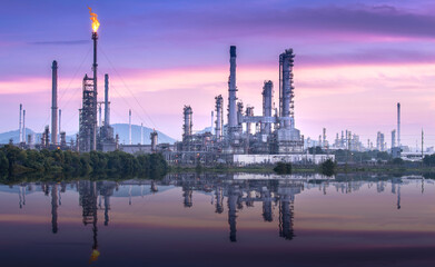 View of Refinery industry zone with beauty of the water reflection