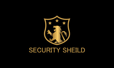 lion and shield logo template, luxury internet security logo design.