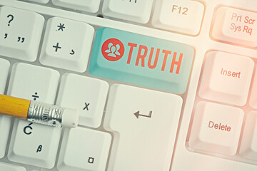 Handwriting text writing Truth. Conceptual photo used to mean being in accord with fact reality or...