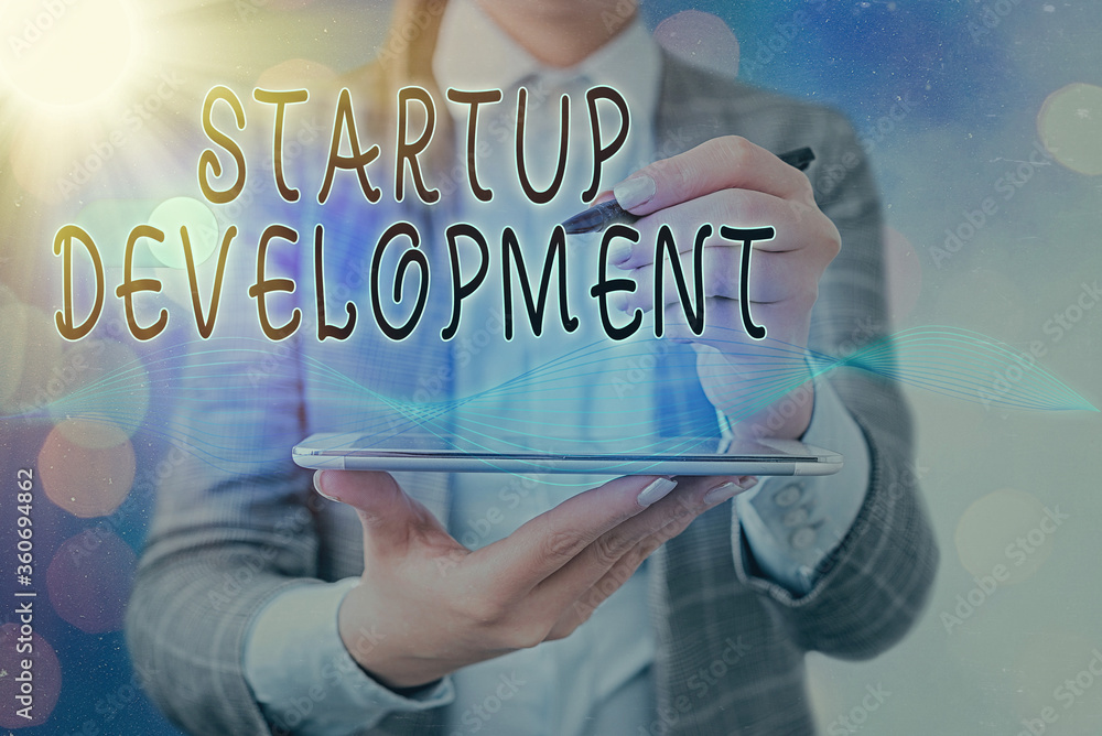 Poster handwriting text writing startup development. conceptual photo developing idea which signifying birt
