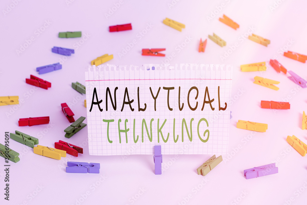 Poster writing note showing analytical thinking. business concept for component of visual pondering to solv
