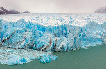 Landscape of the Perito Moreno glacier in winter, Los Glaciares national park, El Calafate, Patagonia, Argentina.