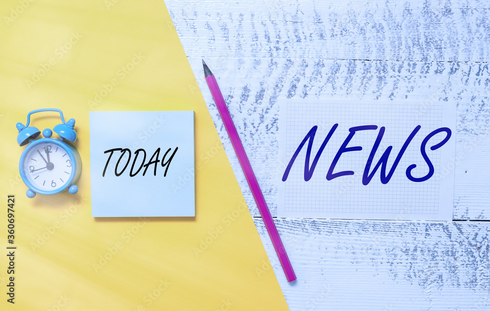 Poster writing note showing news. business concept for comprehensive uptodate information from sources all 