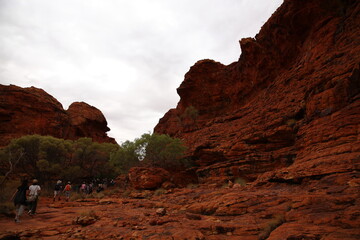 Tourists hiking in Kings Canyon outback central Australia