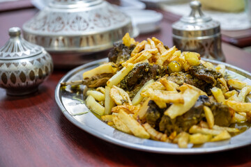Arabic food in metal tray