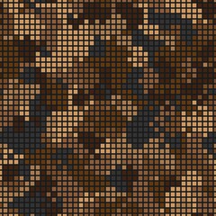 Military camouflage seamless pattern. Urban digital pixel style.