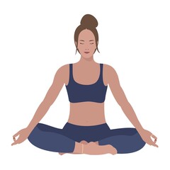 Fototapeta premium reathing techniques meditation yoga. Abdominal Breathing. Breath Awareness Exercise. Vector.