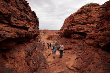 Tourists hiking in Kings Canyon outback central Australia