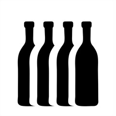 Vector silhouette of bottle of wine. Symbol of alcohol.