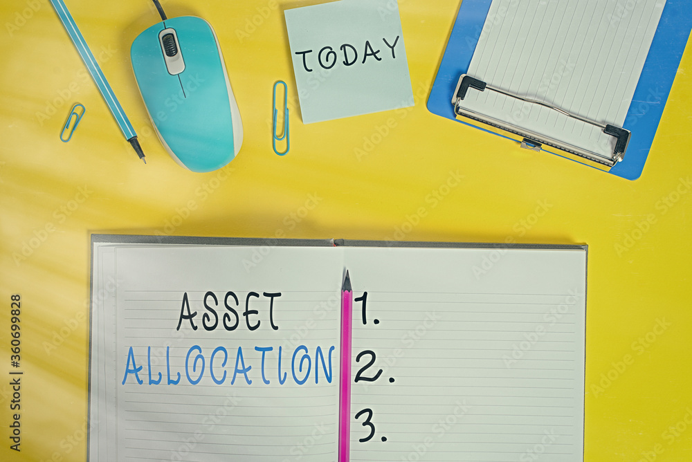 Poster word writing text asset allocation. business photo showcasing proportion and implementation strategy