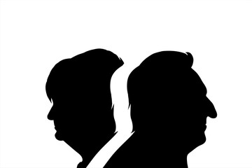 Vector silhouette of couple. Symbol of senior man and woman.